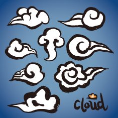 Vector freehand brush clouds shapes collection