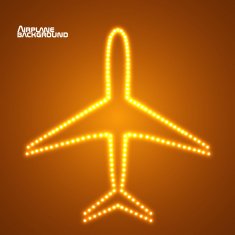 Glowing airplane with neon Vector illustration Eps10 N6