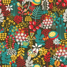 Beautiful seamless pattern with cute birds and pretty flowers