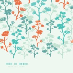 Abstract oriental trees frame horizontal seamless background