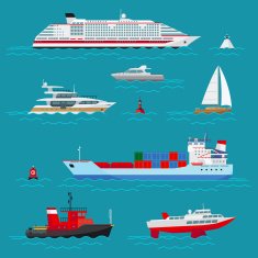 Sea ships flat icons