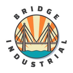 Industrial bridge logo design Icon Vintage badge Vector illustration N8