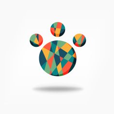 color polygonal paw vector graphic design