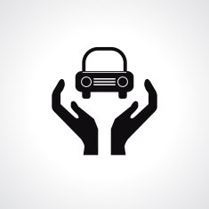 Hands and car symbol