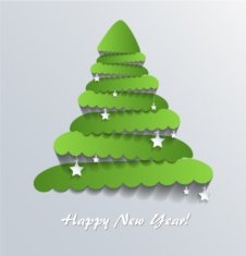 Modern abstract christmas tree on white background with stars