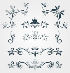Set of floral calligraphy decorative elements