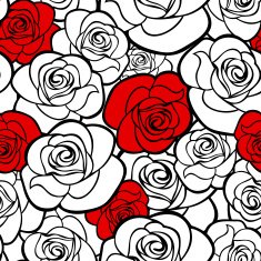 Seamless pattern with roses contours Vector illustration N2