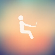 Man sitting with laptop in flat style icon N2