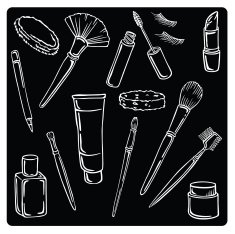 vector illustration silhouettes of cosmetics N2