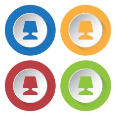 set of four icons with lamp