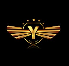 Letter Y winged crests logo Alphabet logotype design concept