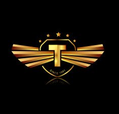 Letter T winged crests logo Alphabet logotype design concept
