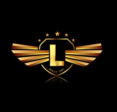 Letter L winged crests logo Alphabet logotype design concept