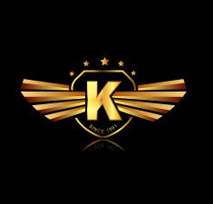 Letter K winged crests logo Alphabet logotype design concept