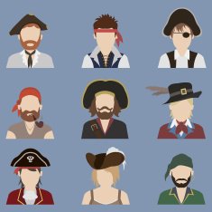 Set of avatars Pirate
