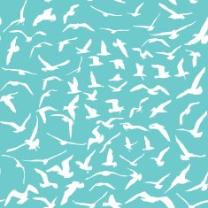 Seagulls white silhouette on blue background Seamless pattern Vector