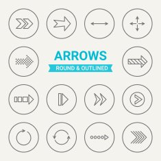 Set of round and outlined arrows icons