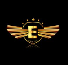 Letter E winged crests logo Alphabet logotype design concept