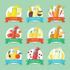 Fruit smoothies and juices Menu element for cafe restaurant drinks