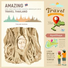 Amazing thailand The roots around the head of Buddha Image