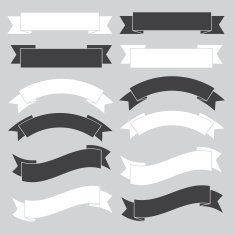 Old ribbon banner black and white
