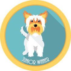 dog Junior winner medal icon flat design