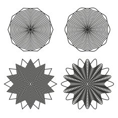 Collection of 4 black and white isolated ornaments