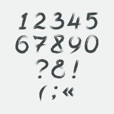 Calligraphic grunge numbers