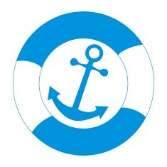 Anchor and life buoy white background