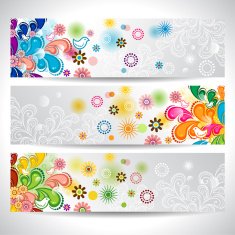 Banner floral and birds