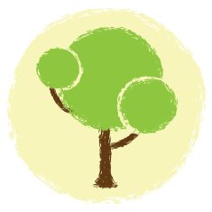 Simple abstract green tree in grunge style N2