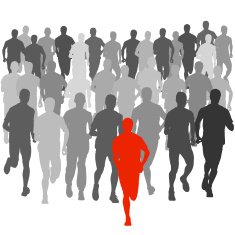 Set of silhouettes Runners on sprint men N10