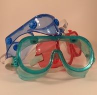 three colored safety glasses