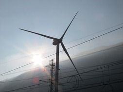 power lines and wind turbine