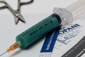 injection syringe on the table