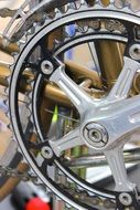 mechanism of the wheel of the road bike close up