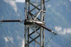 pole power line on a blurred background