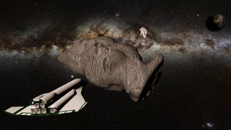 spacecraft asteroid drawing