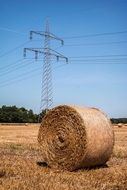 transmission tower on the agricultural field