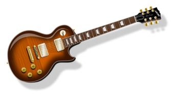 brown electric guitar on a white background