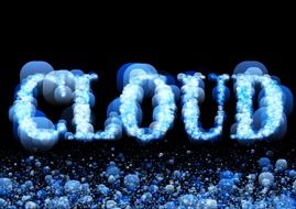 font in the form of a cloud on a dark background