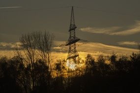 transmission tower at sunrise