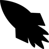 rocket at flight, black silhouette