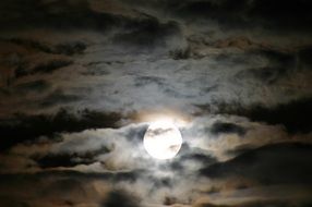 full moon in the night clouds