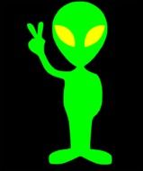 green alien on a black background