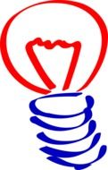 clipart of red and blue light bulb