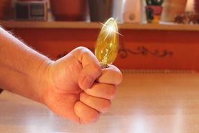light bulb in human hand