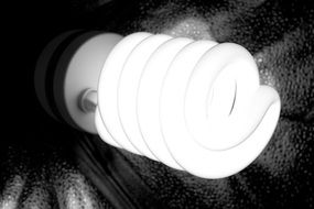 spiral Luminescent lamp, side view, black and white