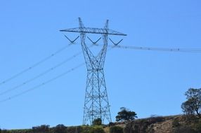 huge metal electrical support among nature