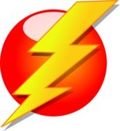 lightning bolt at red circle, icon